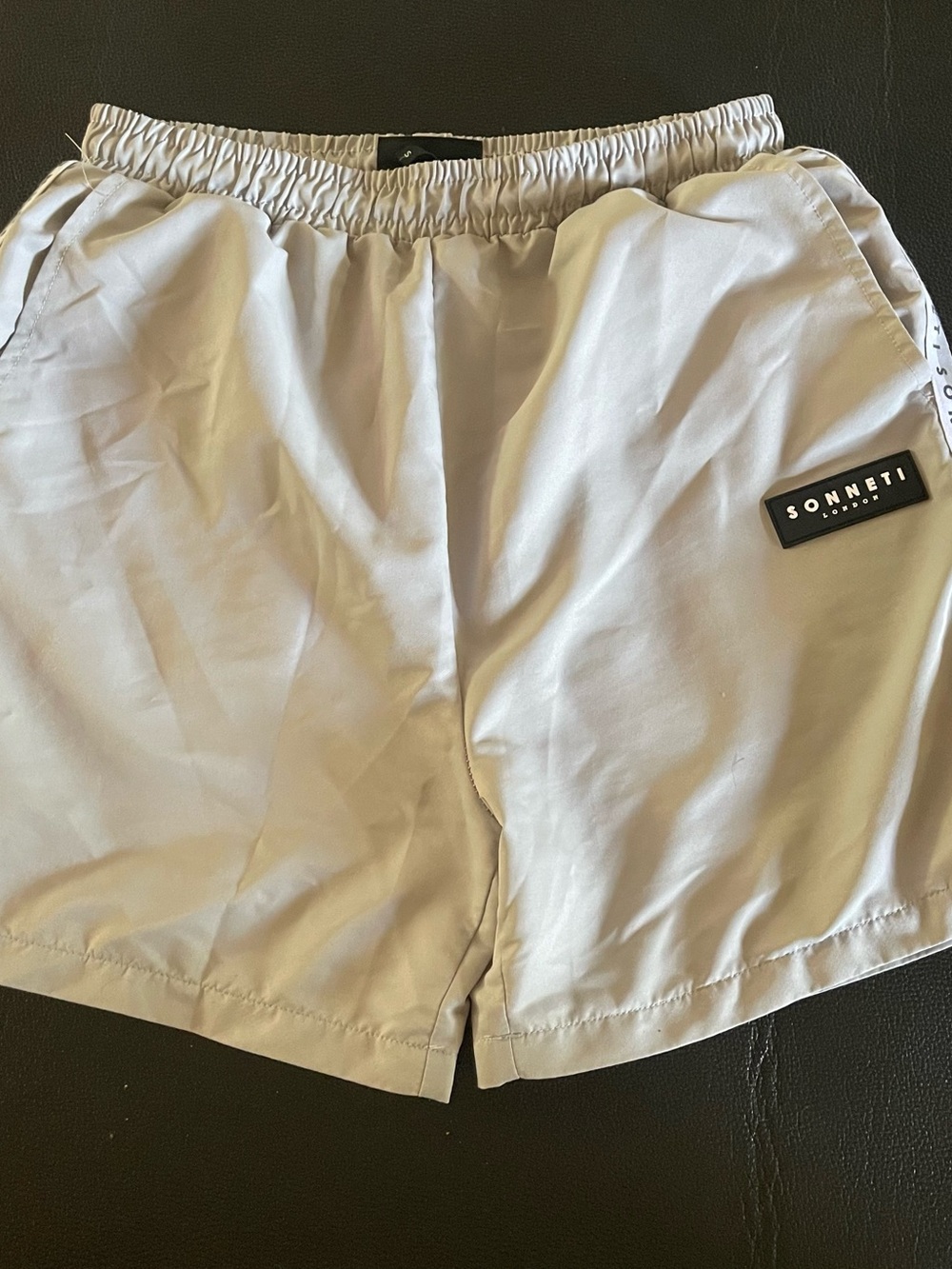 Men's Cream Athletic Shorts with Elastic Waist